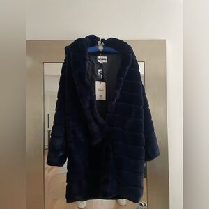 Apparis Deep Blue faux fur coat